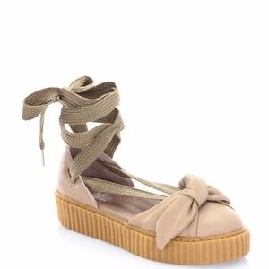Puma Fenty Rihanna Creeper Sandals Leather Bow Shoes Oatmeal Nude Size 8.5